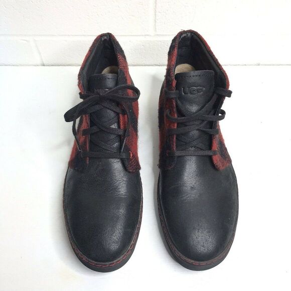 Ugg Australia Mens Alin Chukka Ankle Boot Sneakers Leather Plaid Black Red main image 5